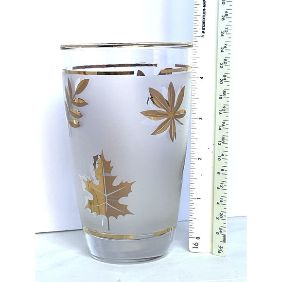 Vintage Libbey Golden Foliage Frosted Glassware – Set of 5 – 1950s Mid-Century B - Picture 8 of 16